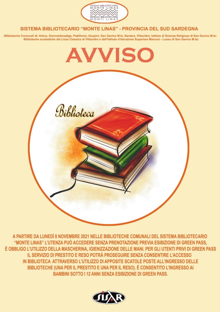 BIBLIOTECA COMUNALE - INGRESSO SENZA PRENOTAZIONE