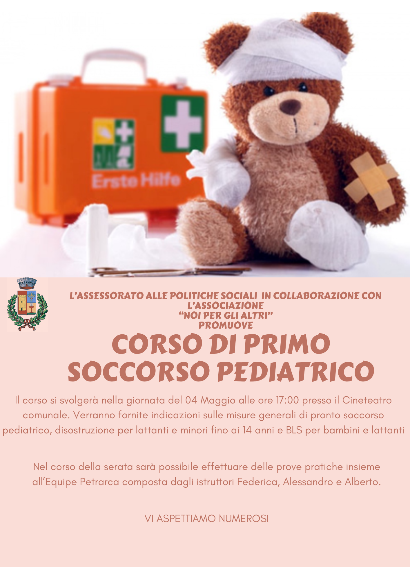 Visualizza la notizia: CORSO DI PRIMO SOCCORSO PEDIATRICO 04 MAGGIO 2024 CINETEATRO ORE 17