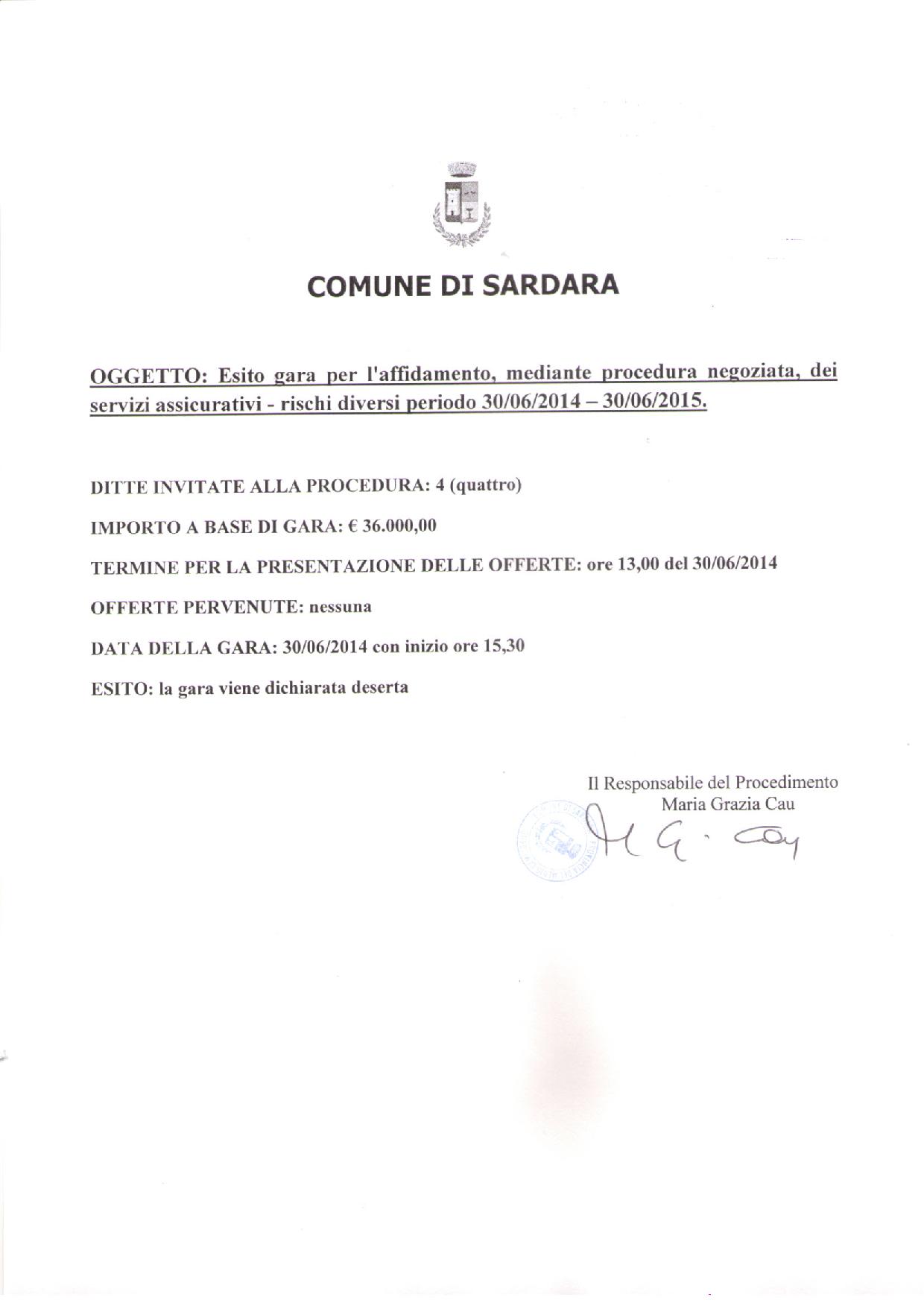 Visualizza la notizia: Esito gara per l'affidamento, mediante procedura negoziata, dei servizi assicurativi.