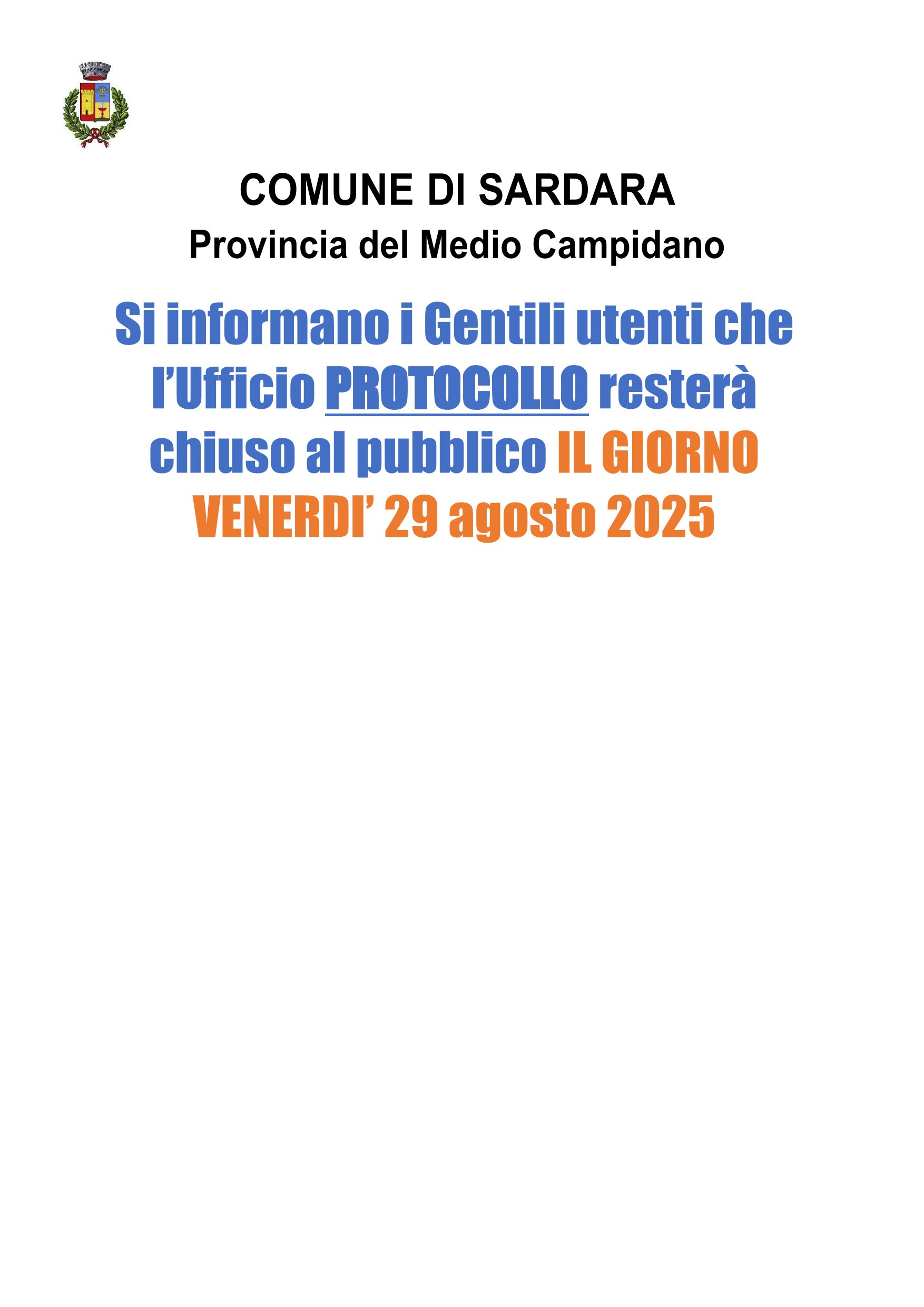 Visualizza la notizia: Chiusura Ufficio