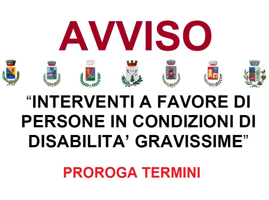 Visualizza la notizia: INTERVENTI A FAVORE DI PERSONE IN CONDIZIONI DI DISABILITA' GRAVISSIME - PROROGA TERMINI