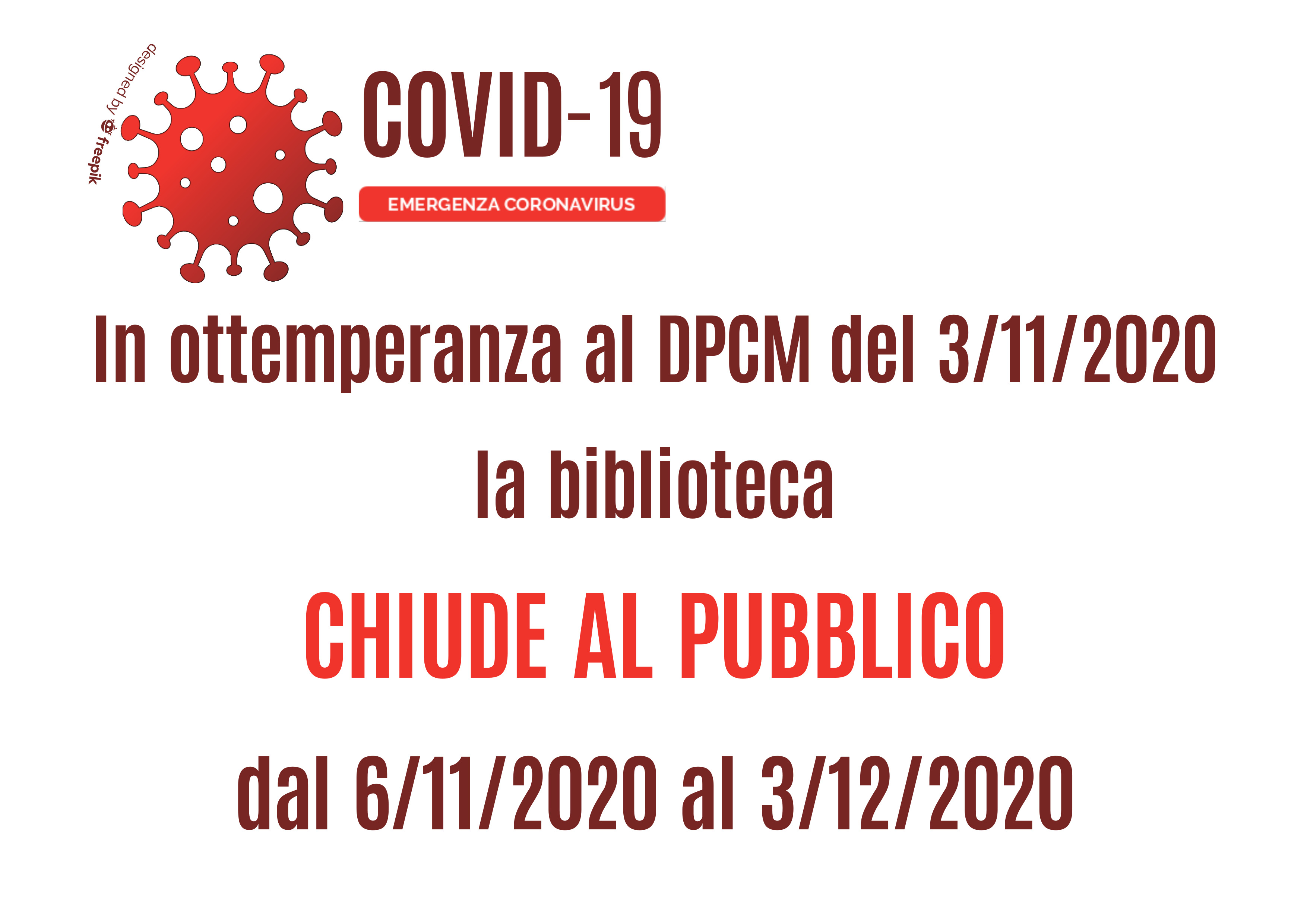 Visualizza la notizia: COVID-19 La Biblioteca chiude al pubblico