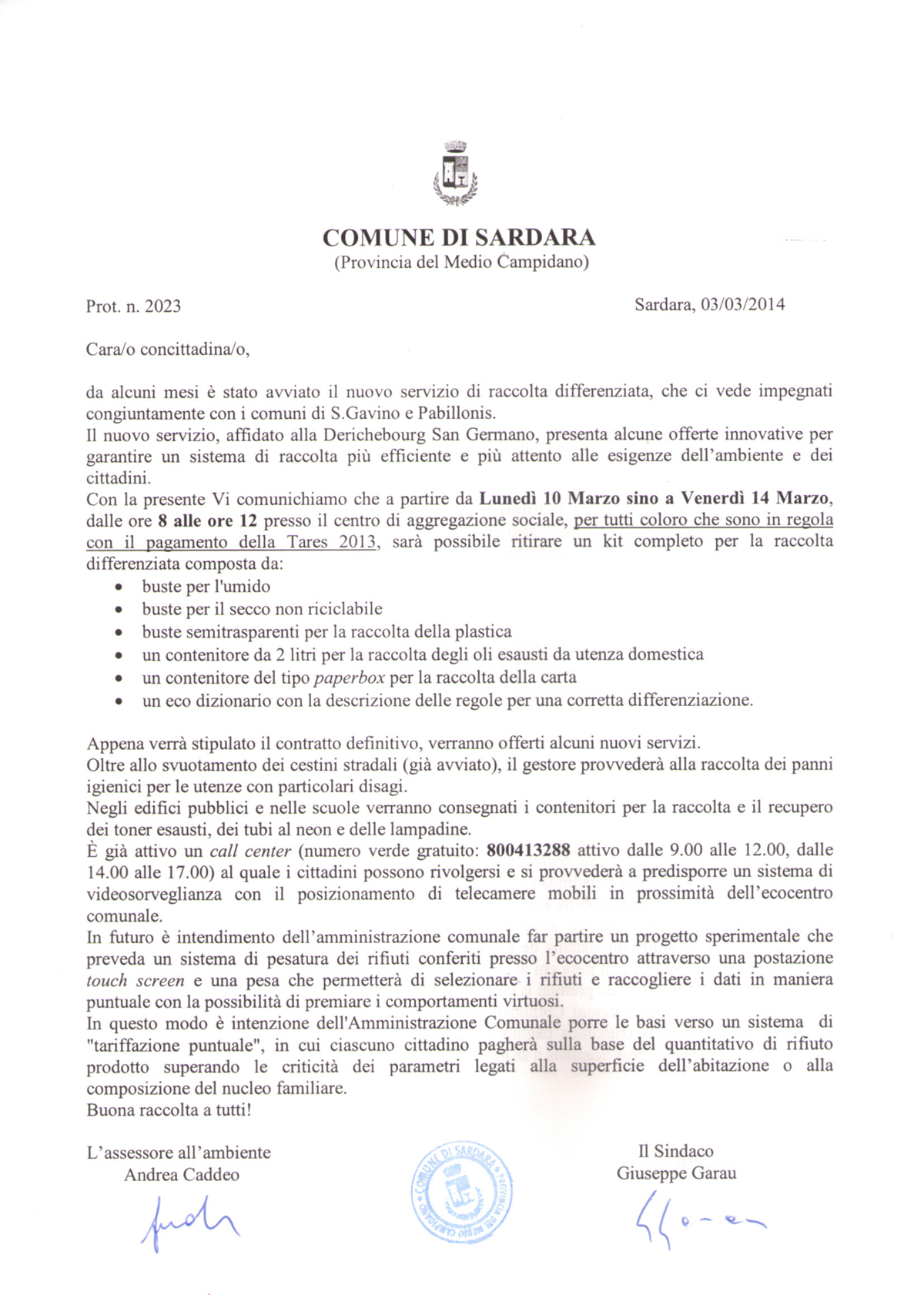 Visualizza la notizia: R.S.U. - Ritiro Kit completo per la raccolta differenziata