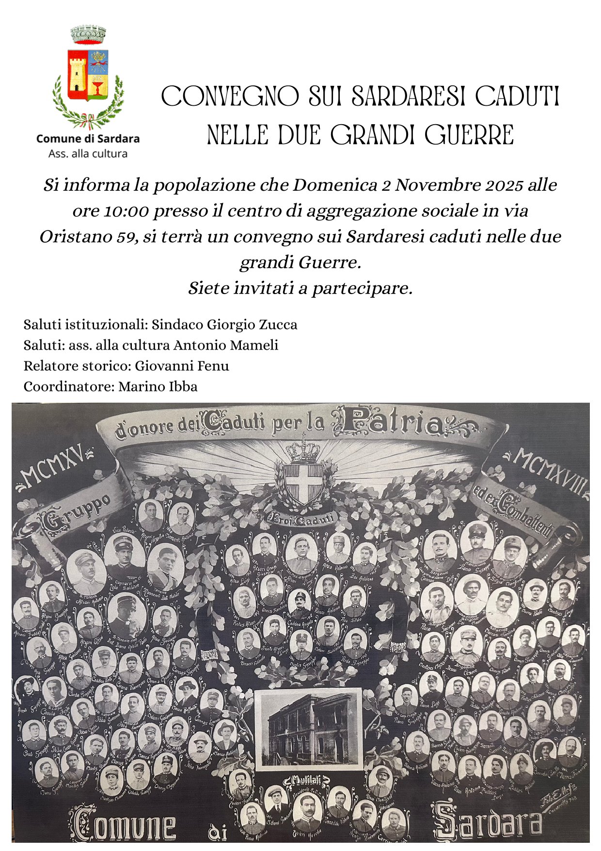 Visualizza la notizia: Convegno sui Sardaresi caduti nelle due grandi Guerre