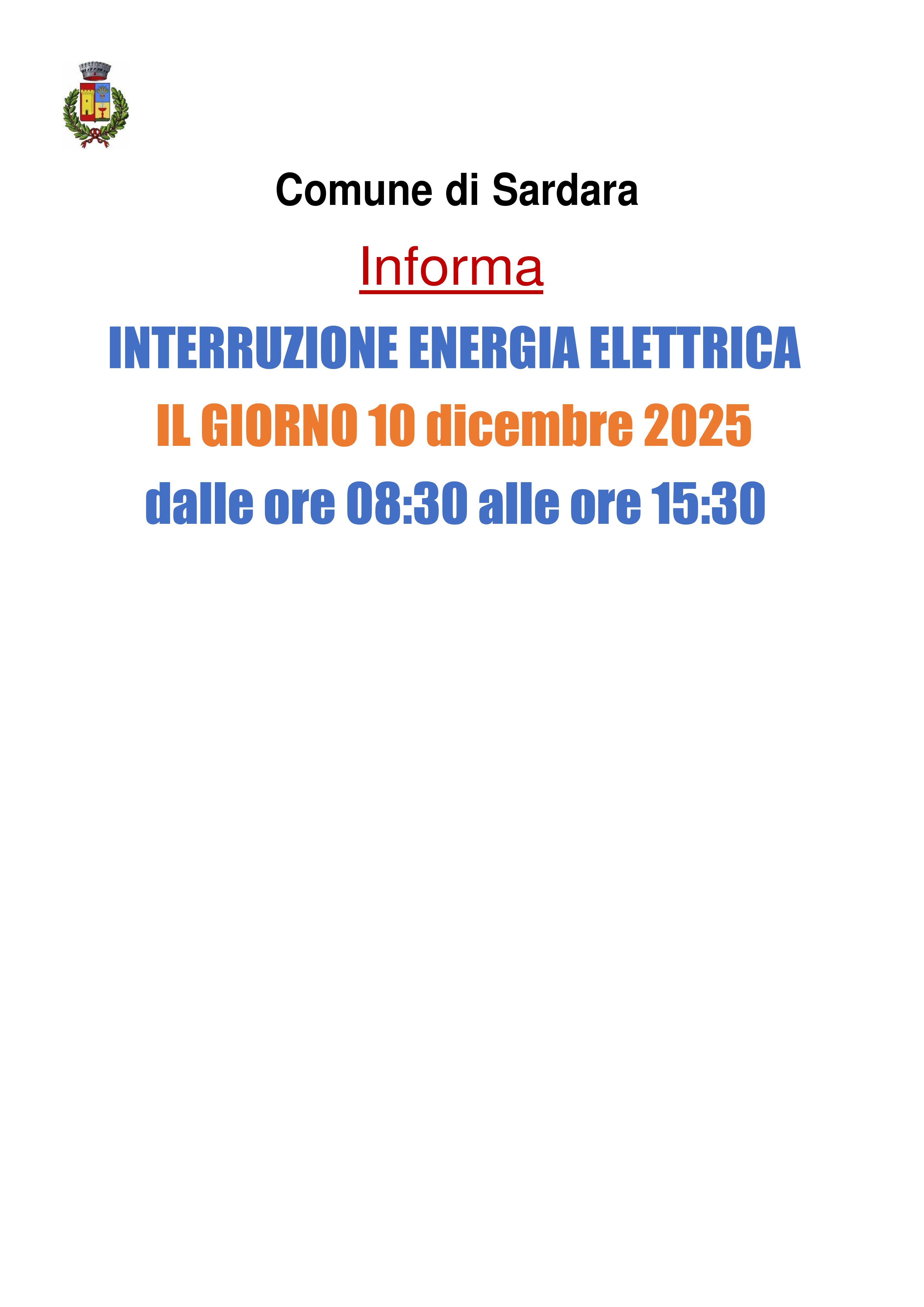 Visualizza la notizia: Avviso di interruzione di energia elettrica
