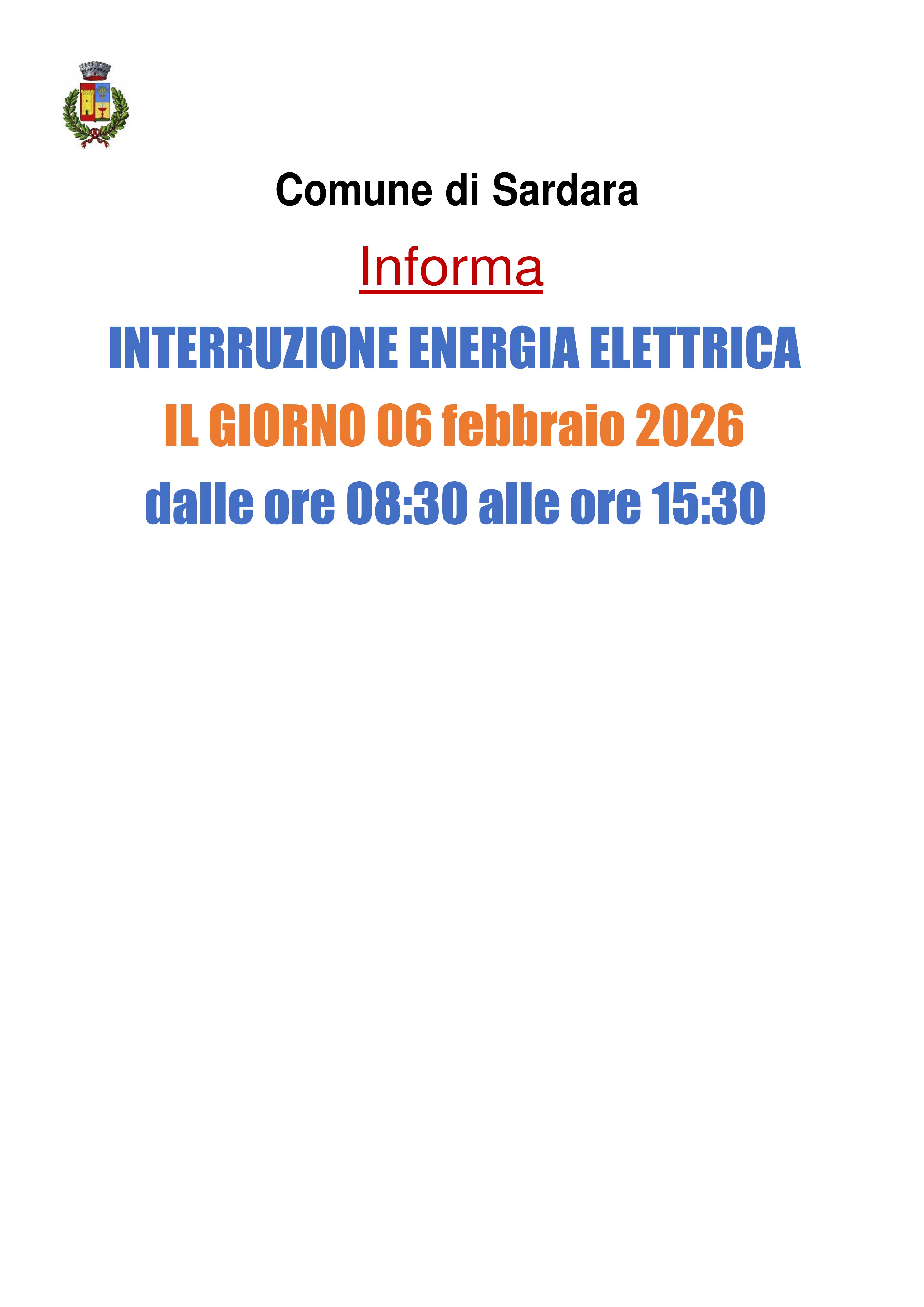 Visualizza la notizia: Avviso di interruzione di energia elettrica