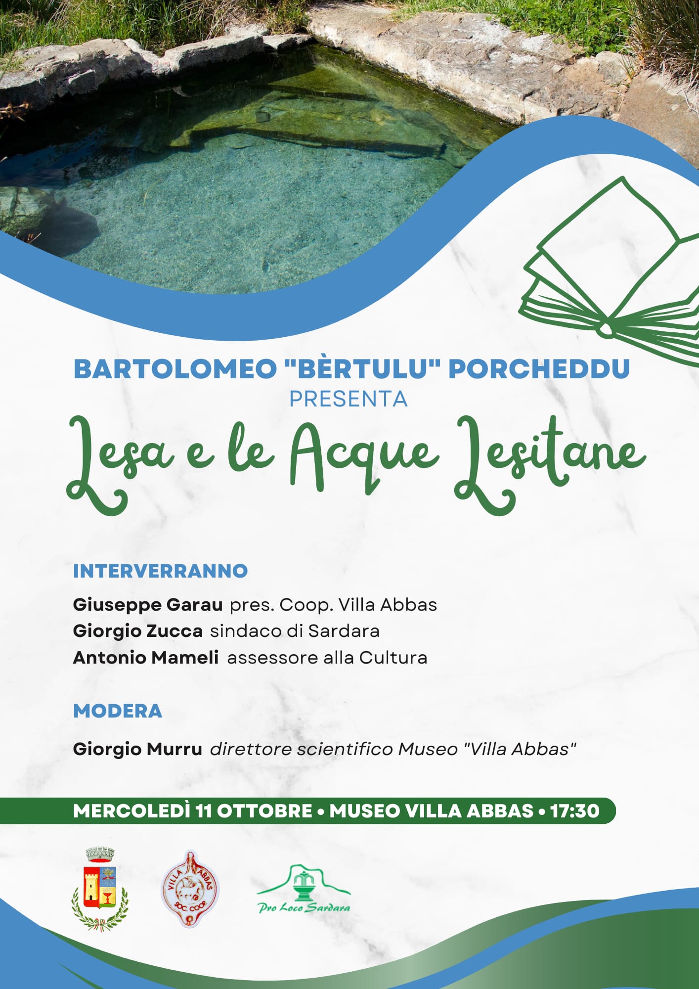 Visualizza la notizia: Presentazione del libro "Lesa e le Acque Lesitane"- mercoledì 11 ottobre 2023 alle ore 17:30 presso il Museo Villa Abbas-Sardara