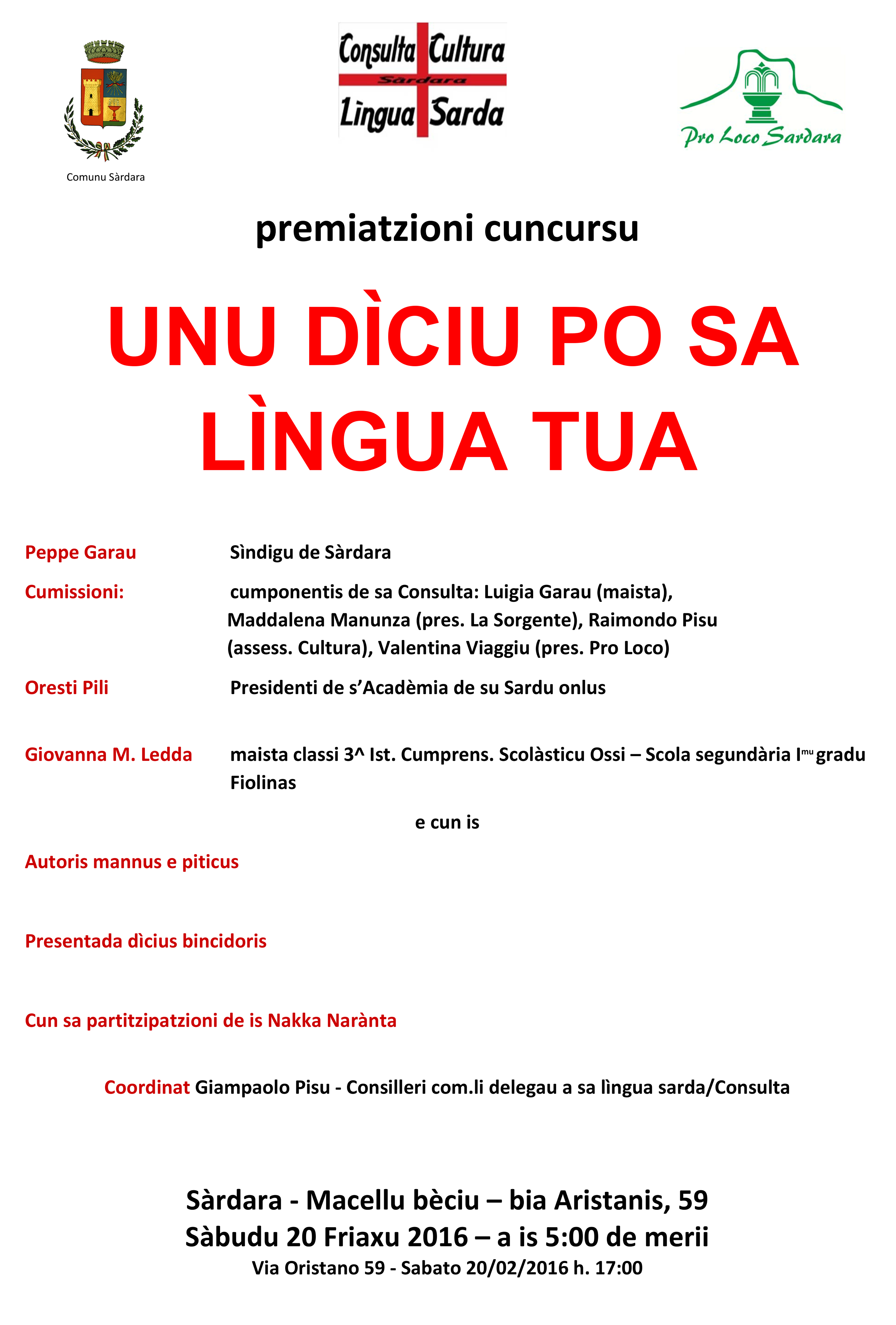 Visualizza la notizia: Unu Dìciu po sa Lìngua Tua Visualizza la notizia: Unu Dìciu po sa Lìngua Tua