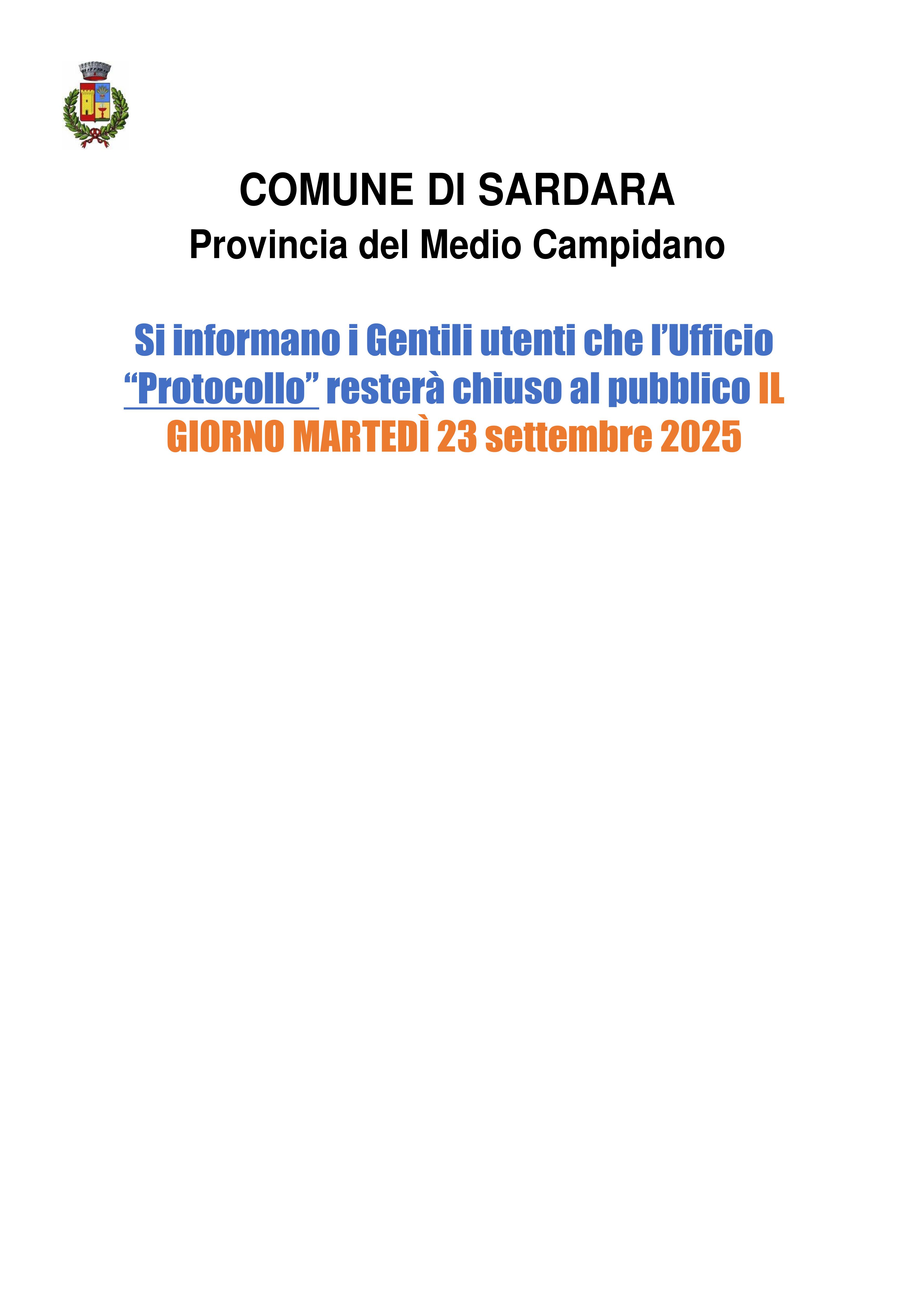 Visualizza la notizia: Chiusura Ufficio