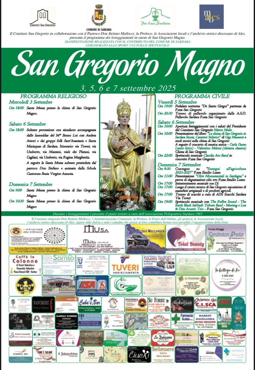 Visualizza la notizia: Sardara 6/7 settembre 2025 Festa di "San Gregorio Magno" 