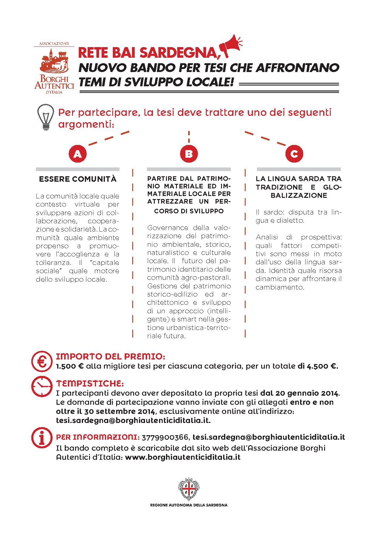 Visualizza la notizia: Rete BAI Sardegna, nuovo bando per tesi che affrontano temi di sviluppo locale! Visualizza la notizia: Rete BAI Sardegna, nuovo bando per tesi che affrontano temi di sviluppo locale!