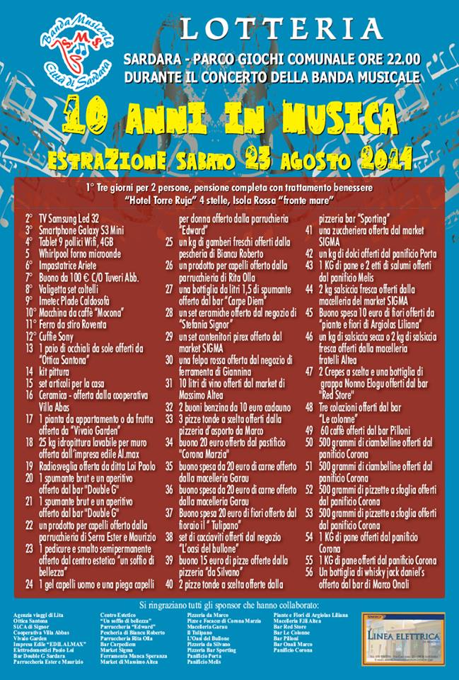 Visualizza la notizia: Estrazione Lotteria - 10 anni di musica