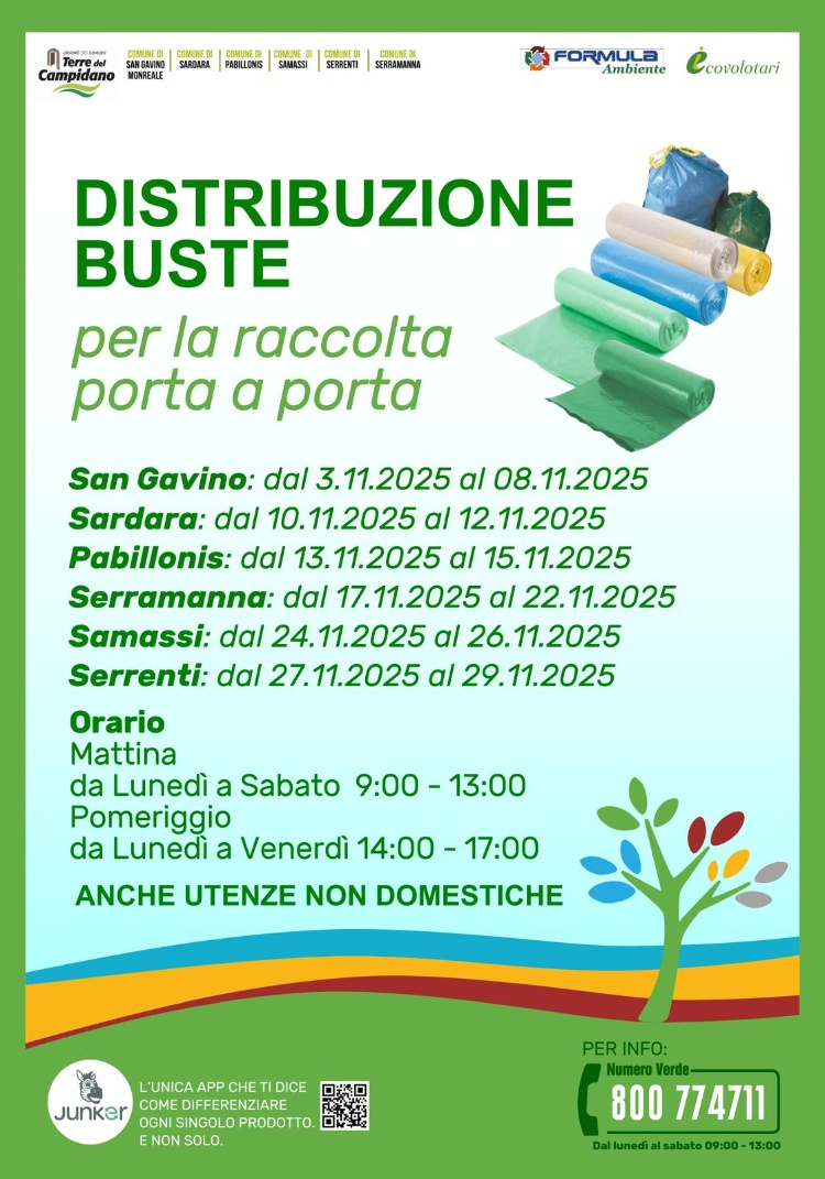 Distribuzione buste per la raccolta porta a porta