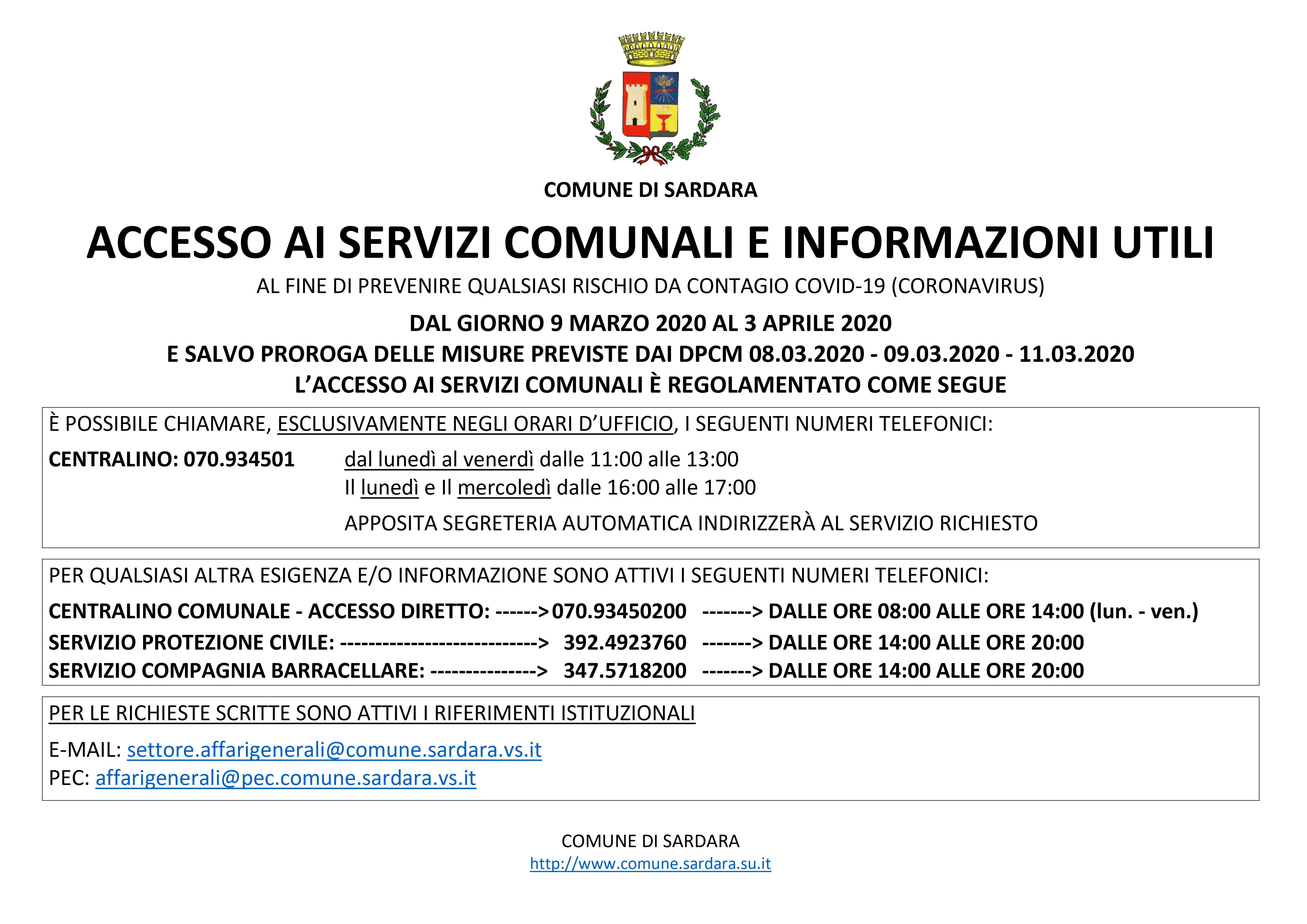 Visualizza la notizia: ACCESSO AI SERVIZI COMUNALI E INFORMAZIONI UTILI