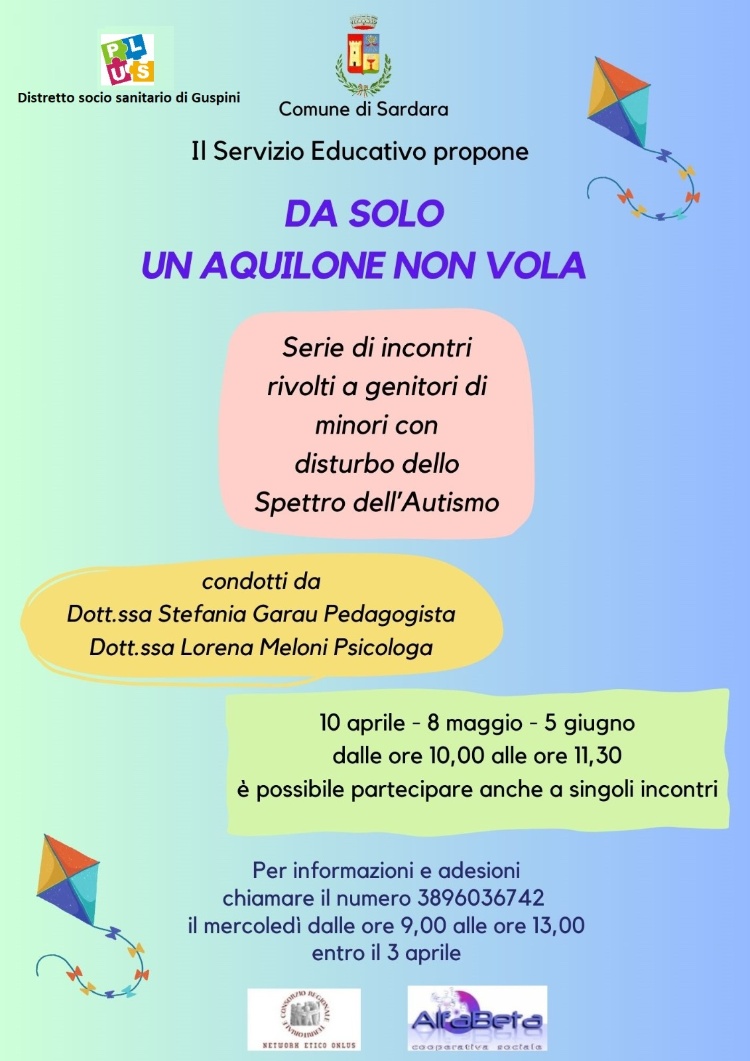 DA SOLO UN AQUILONE NON VOLA. PROGETTO IN FAVORE DI GENITORI DI MINORI AVENTI IL DISTURBO DELLO SPETTRO DELL'AUTISMO